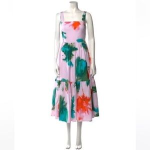 Tanya Taylor Pink and Green Midi Dress